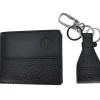 Fashion ASR Leather Wallet and Keychain Gift Set, Black Wallets|Keychains