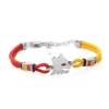 New Bracelet with central plaque Lupetto in hypoallergenic steel and adjustable fabric cord red and yellow Jewellery