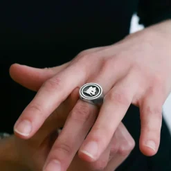 New Signet Ring X Nove25 Round Lupa Seal, Unisex, Sterling Silver Jewellery